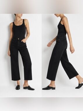 KHAITE WENDELL Straight leg cropped jeans in black